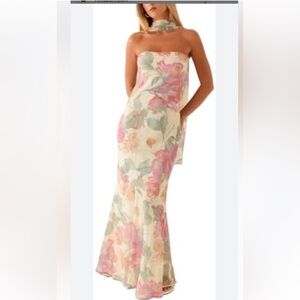 Peppermayo  Pink and Cream Floral Maxi Dress